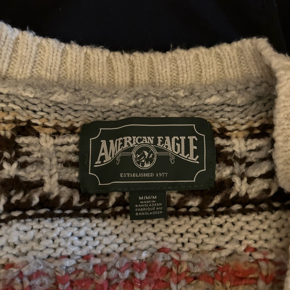 American Eagle Outfitters Geometric Cardigan - Cream, Black, Brown - Picture 3 of 3